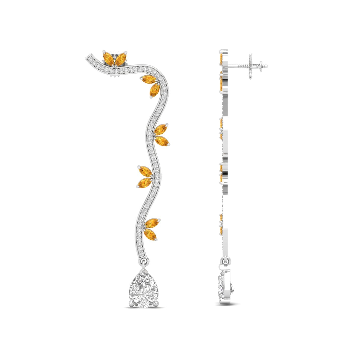 Maurya Bamboo Peridot Drop Earrings with Diamonds