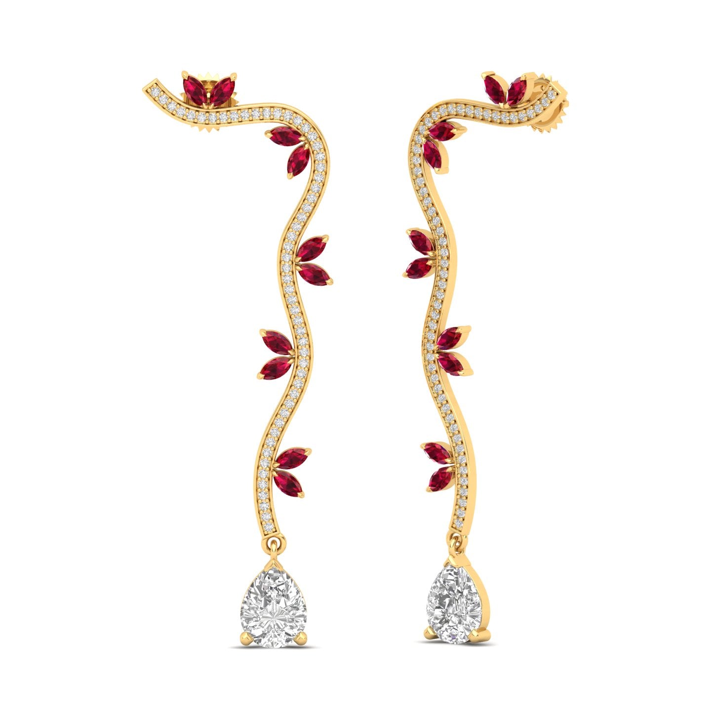 Maurya Bamboo Peridot Drop Earrings with Diamonds