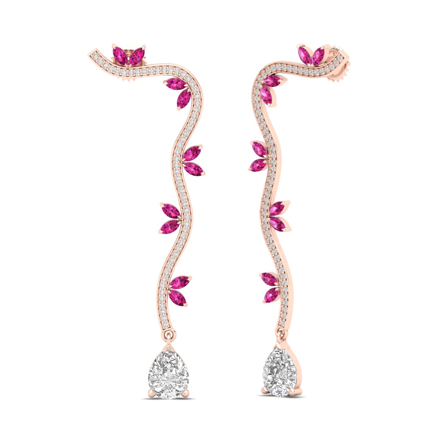 Maurya Bamboo Peridot Drop Earrings with Diamonds