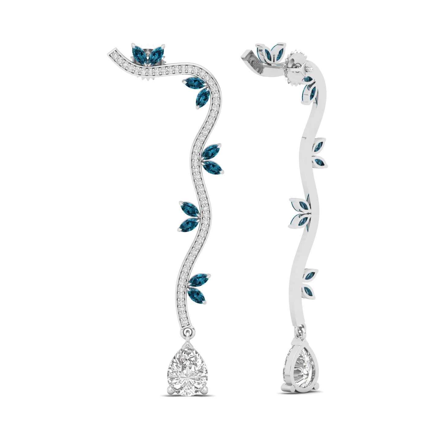 Maurya Bamboo Peridot Drop Earrings with Diamonds