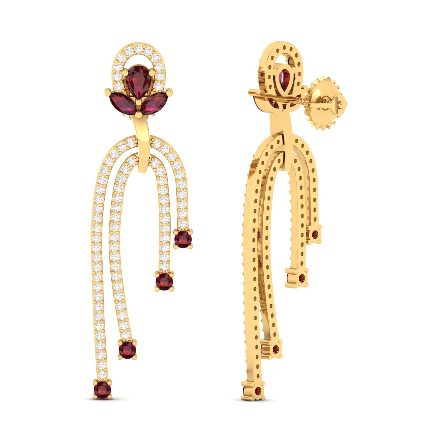 Maurya Blue Topaz Sconce Dangle Earrings with Pave Set Diamonds
