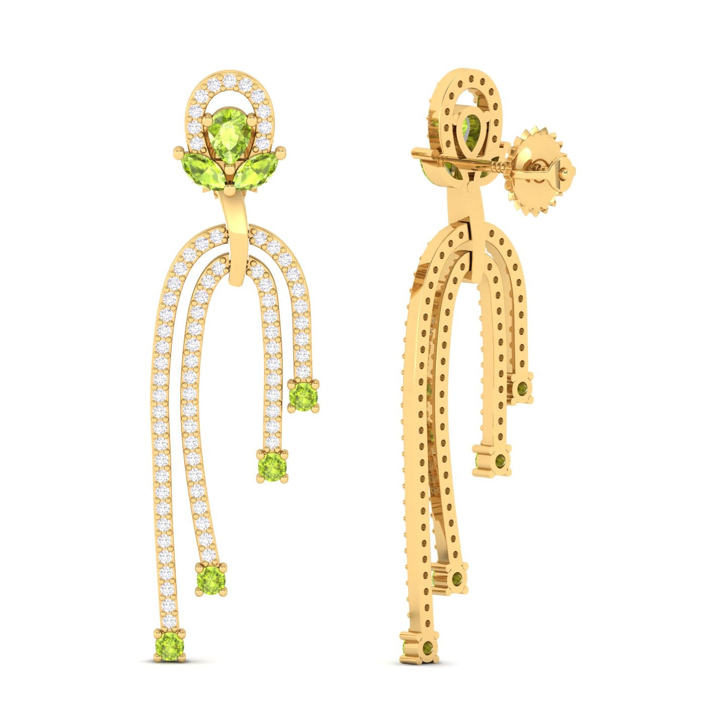 Maurya Blue Topaz Sconce Dangle Earrings with Pave Set Diamonds