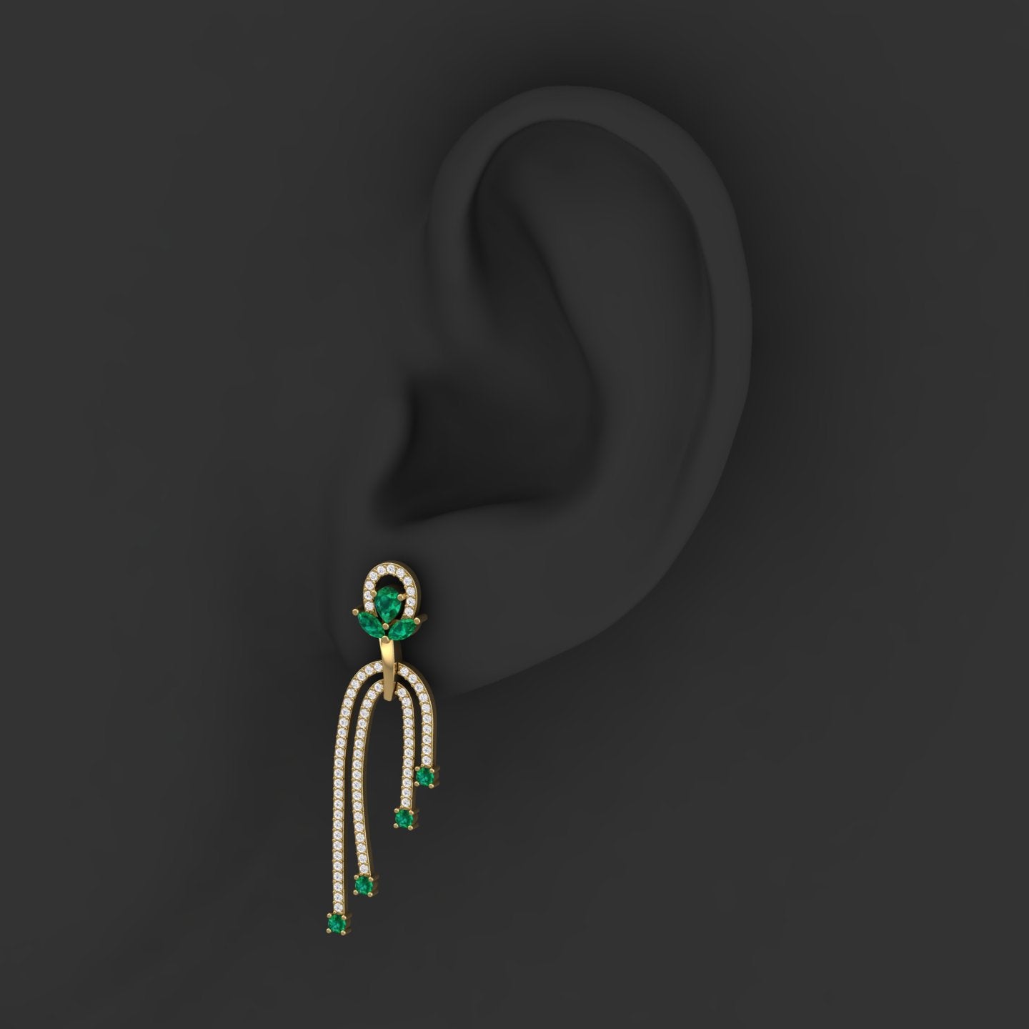 Maurya Blue Topaz Sconce Dangle Earrings with Pave Set Diamonds