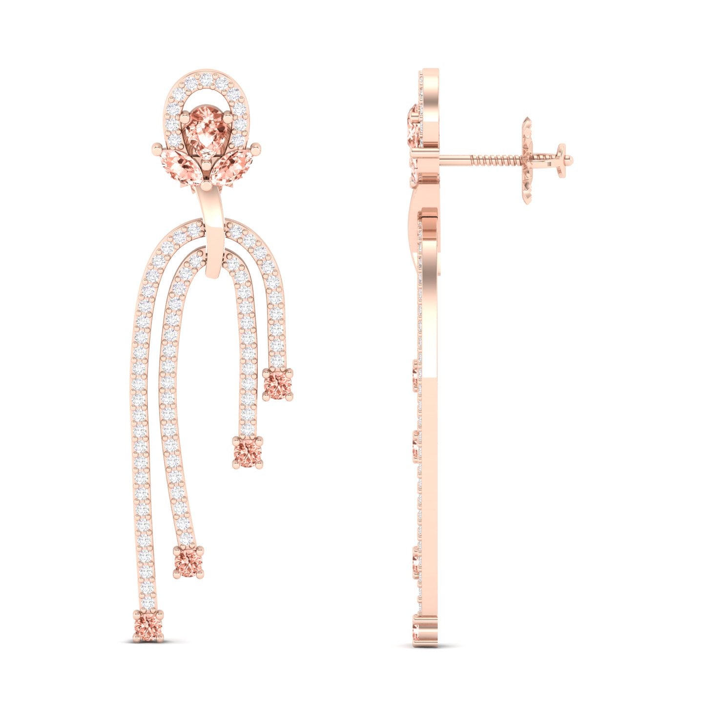 Maurya Blue Topaz Sconce Dangle Earrings with Pave Set Diamonds