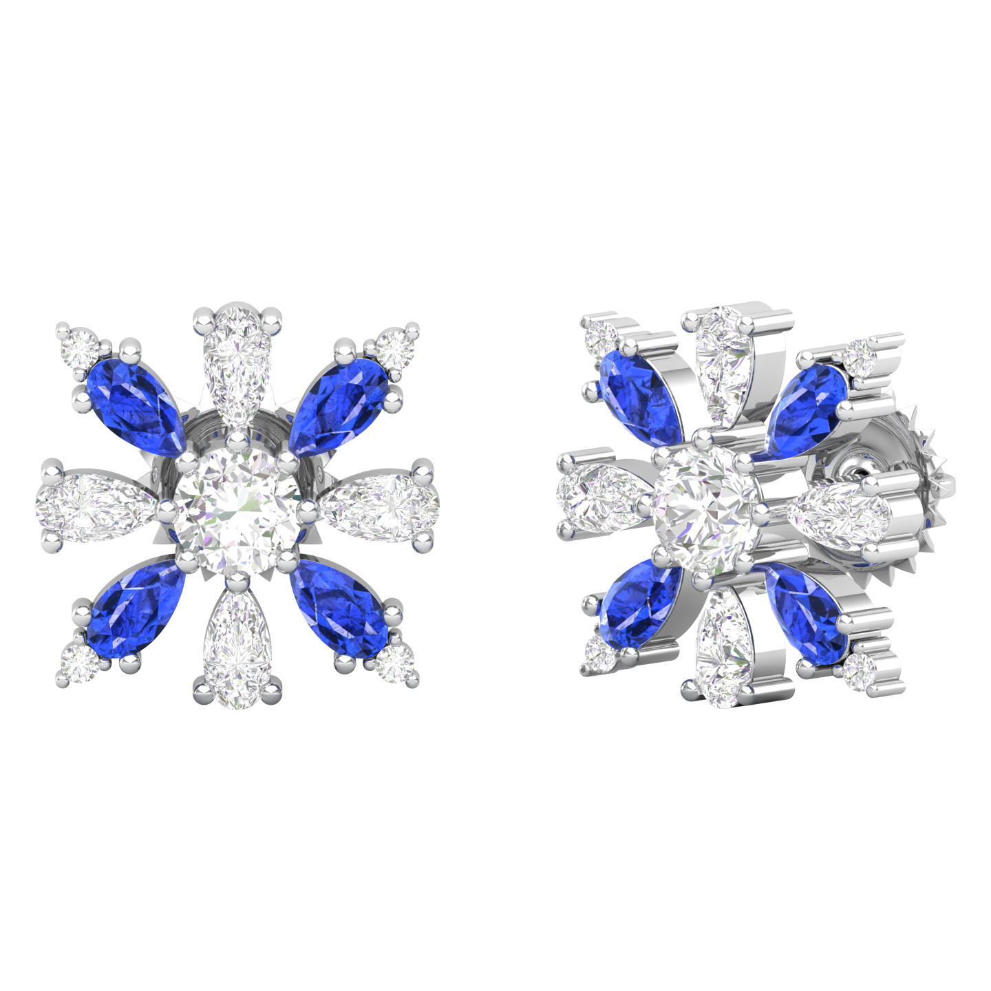 Maurya Floret Emerald and Fancy Diamond Stud Earrings
