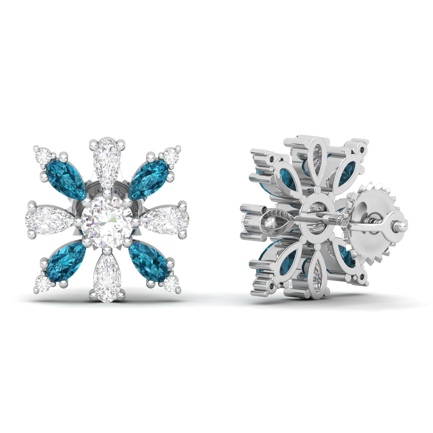 Maurya Floret Emerald and Fancy Diamond Stud Earrings