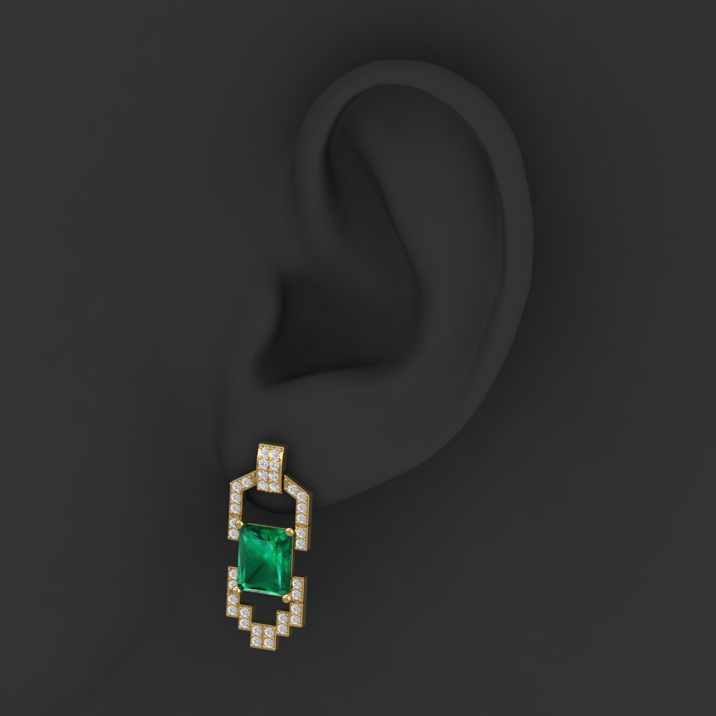 Maurya Morganite Art Deco Push Back Earrings with Diamonds