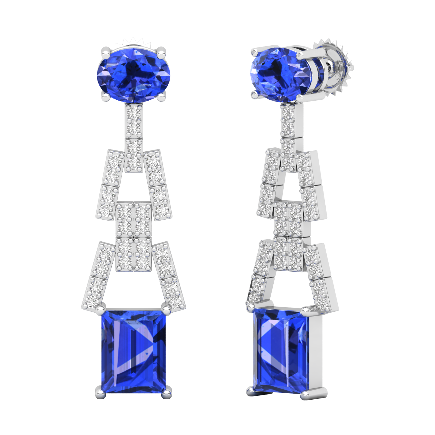 Maurya Tanzanite Art Effect Fashion Earrings with Diamonds