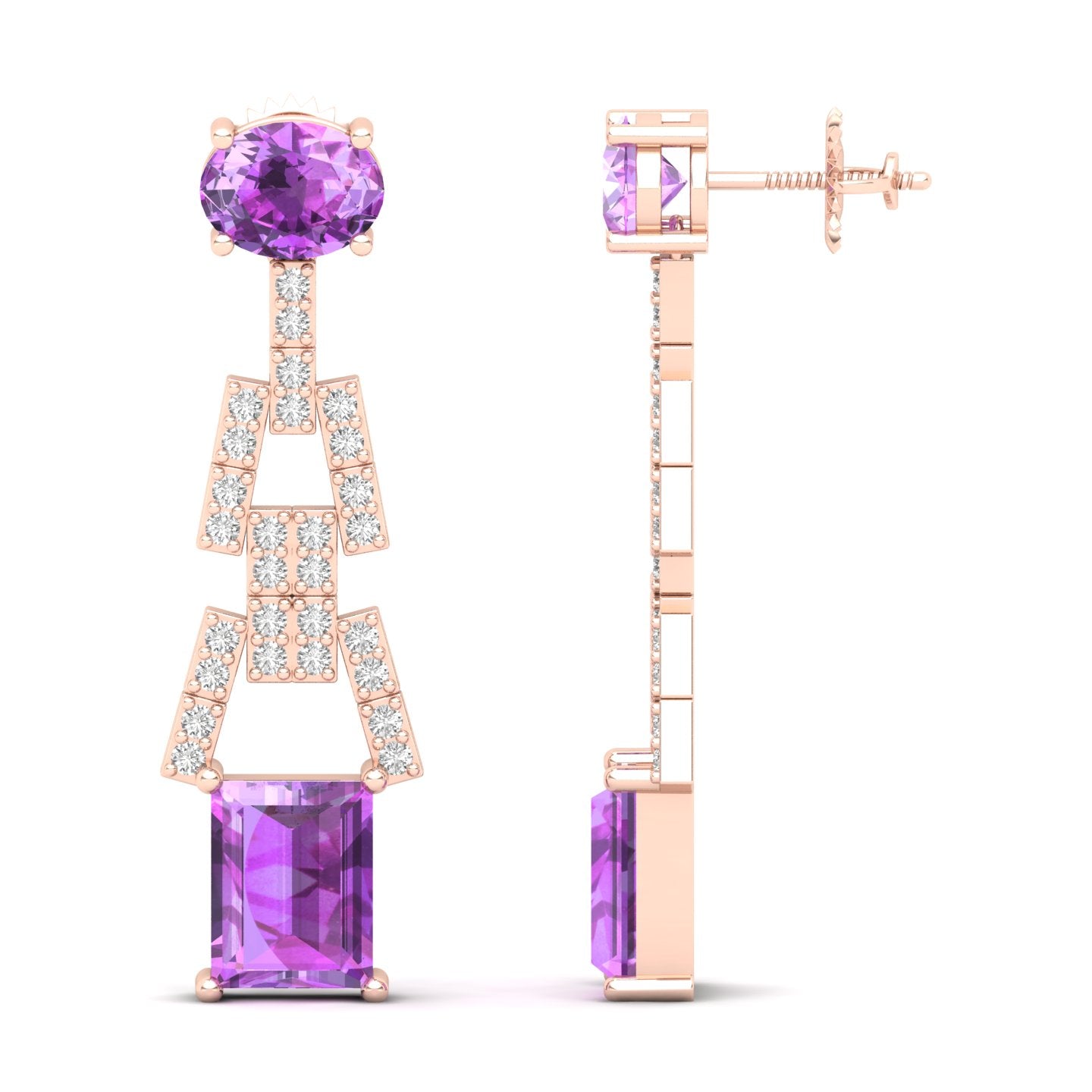 Maurya Tanzanite Art Effect Fashion Earrings with Diamonds