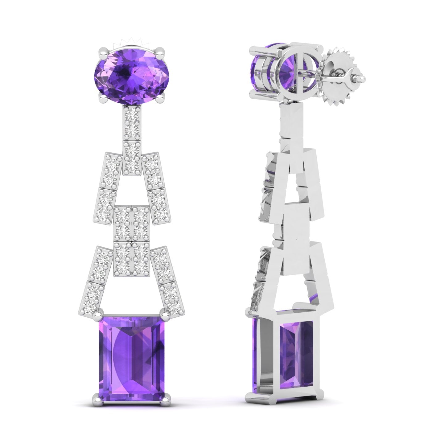 Maurya Tanzanite Art Effect Fashion Earrings with Diamonds