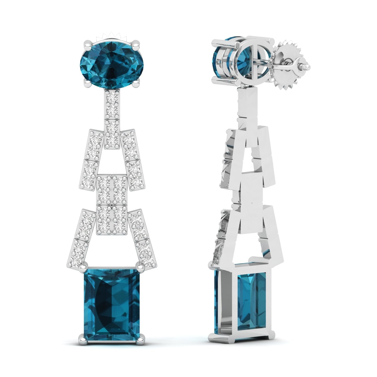 Maurya Tanzanite Art Effect Fashion Earrings with Diamonds