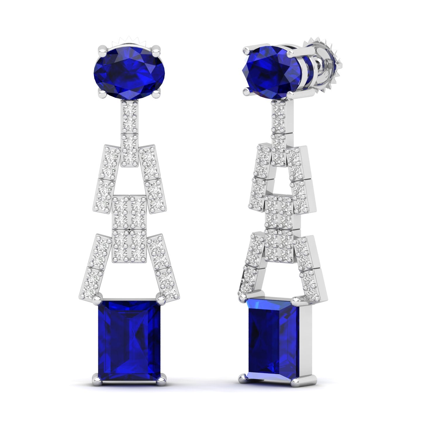 Maurya Tanzanite Art Effect Fashion Earrings with Diamonds