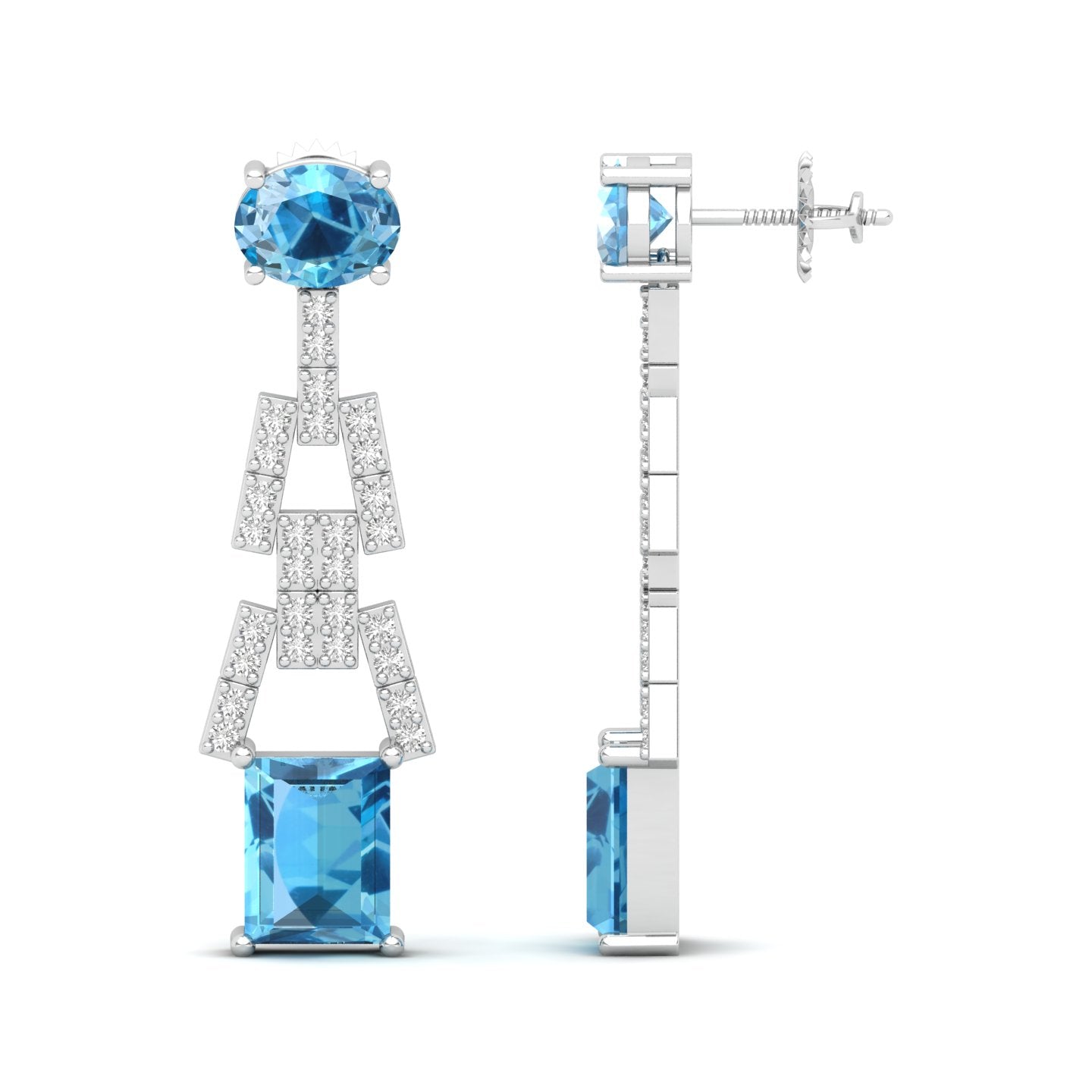 Maurya Tanzanite Art Effect Fashion Earrings with Diamonds