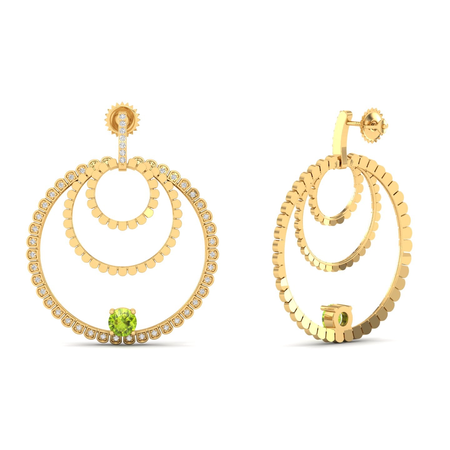 Maurya Circles Dangle Earrings with Ruby and Diamonds