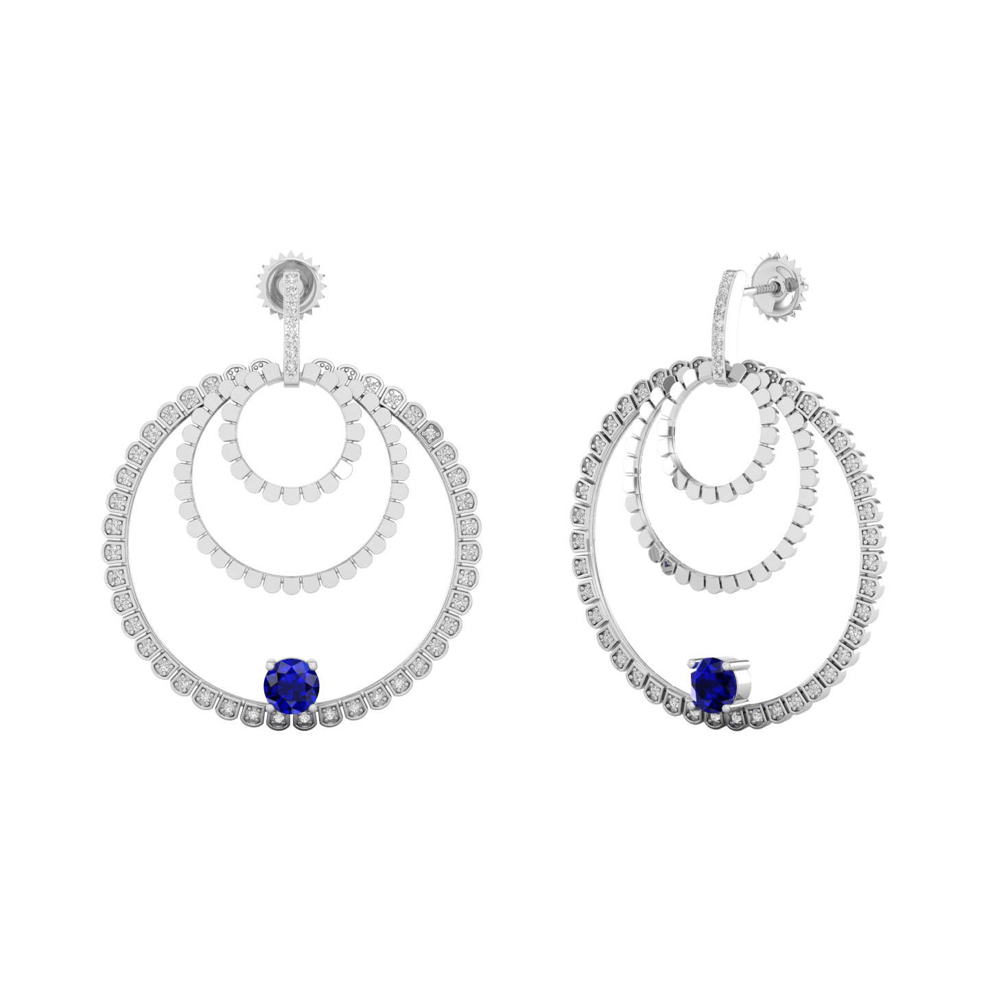 Maurya Circles Dangle Earrings with Ruby and Diamonds