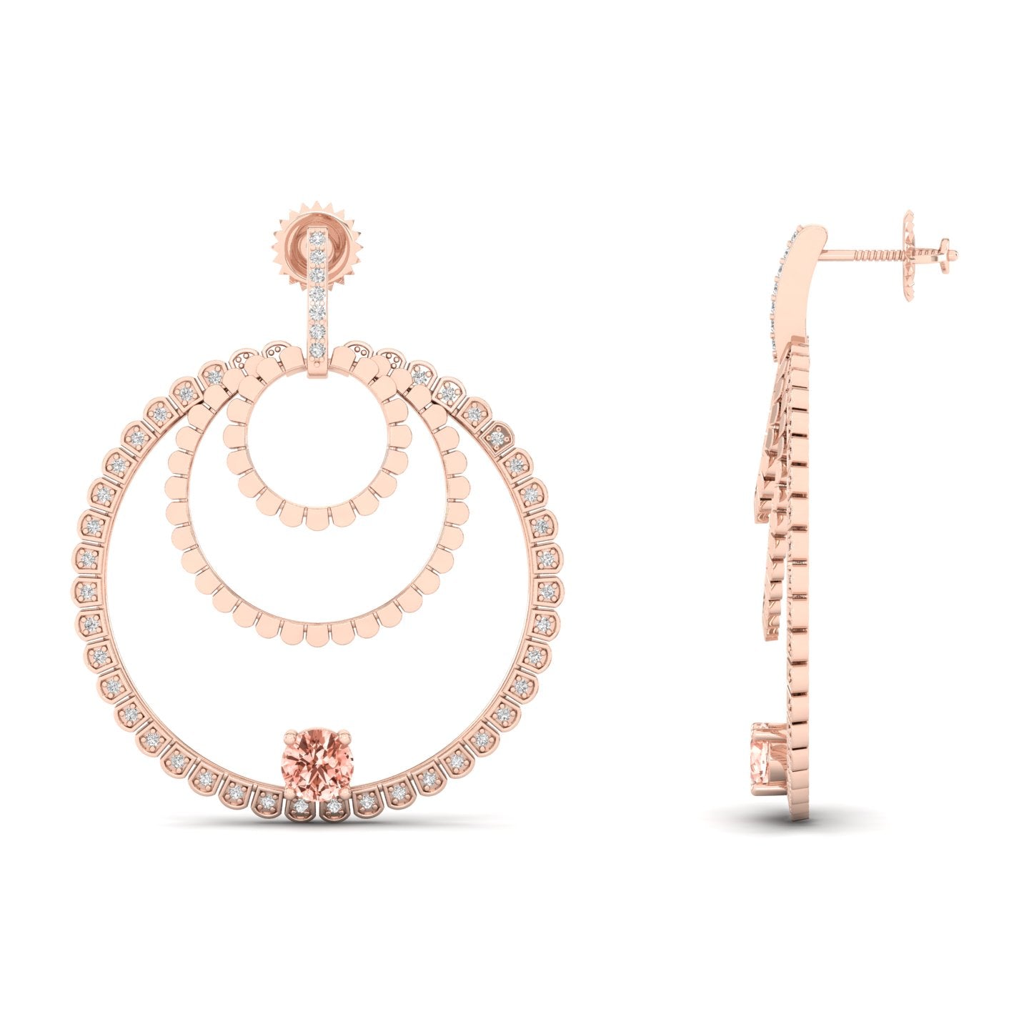Maurya Circles Dangle Earrings with Ruby and Diamonds