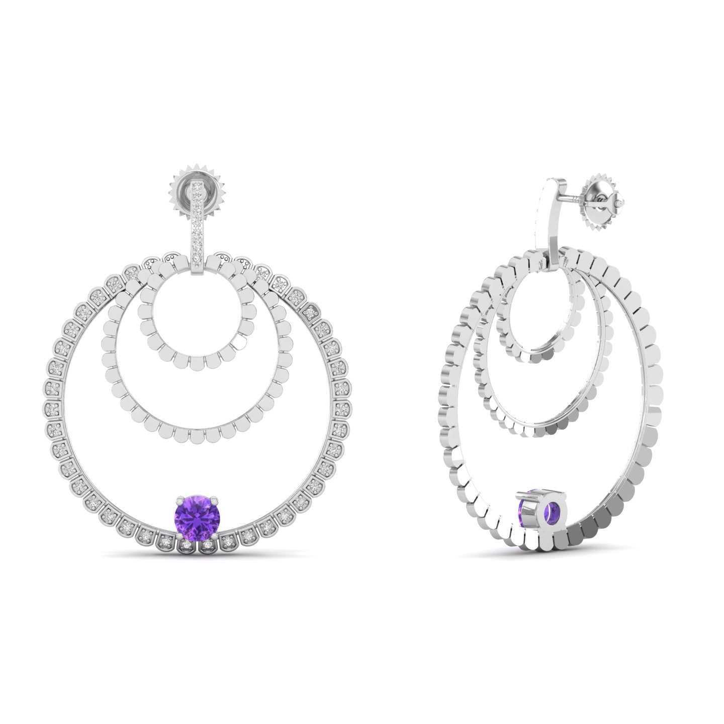 Maurya Circles Dangle Earrings with Ruby and Diamonds