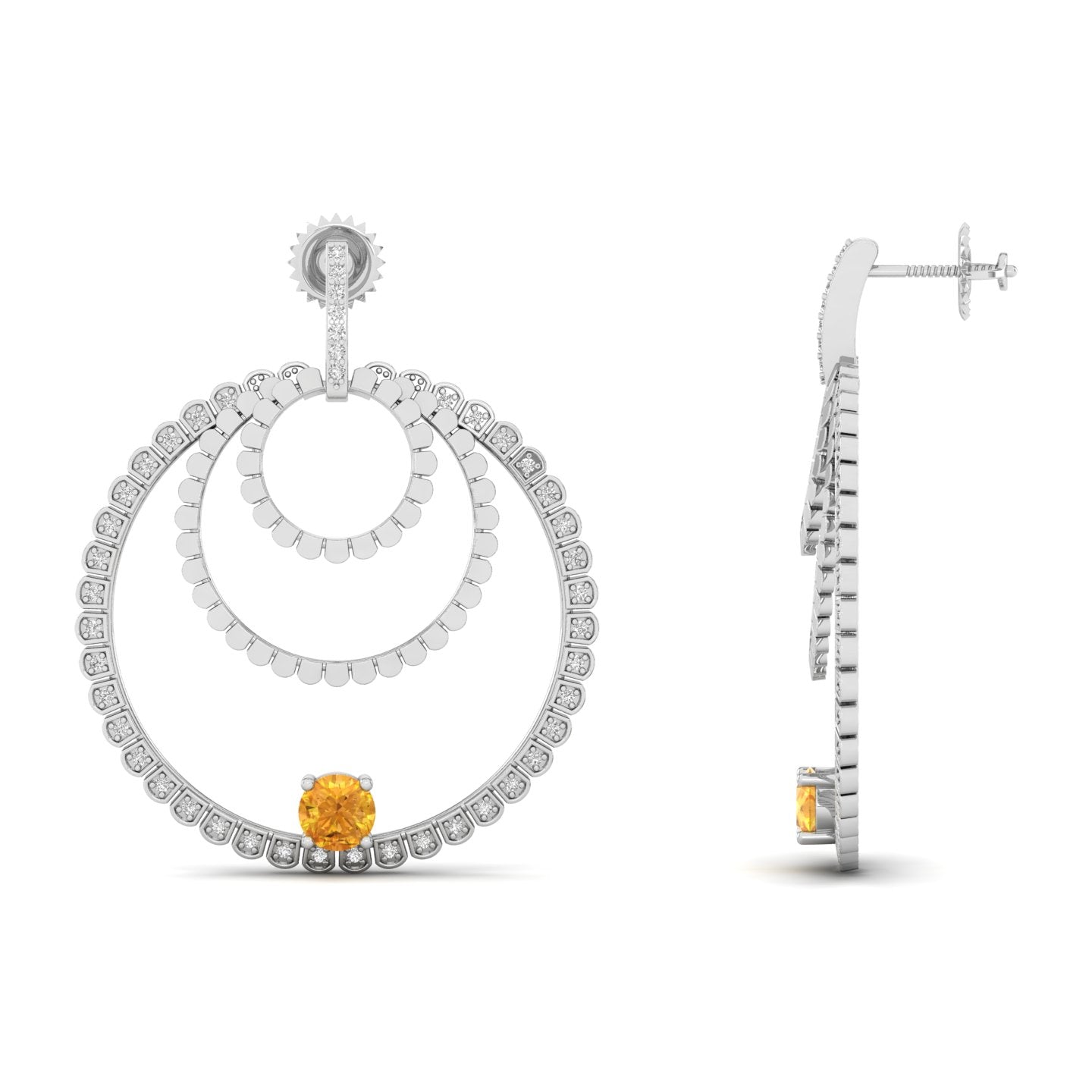 Maurya Circles Dangle Earrings with Ruby and Diamonds