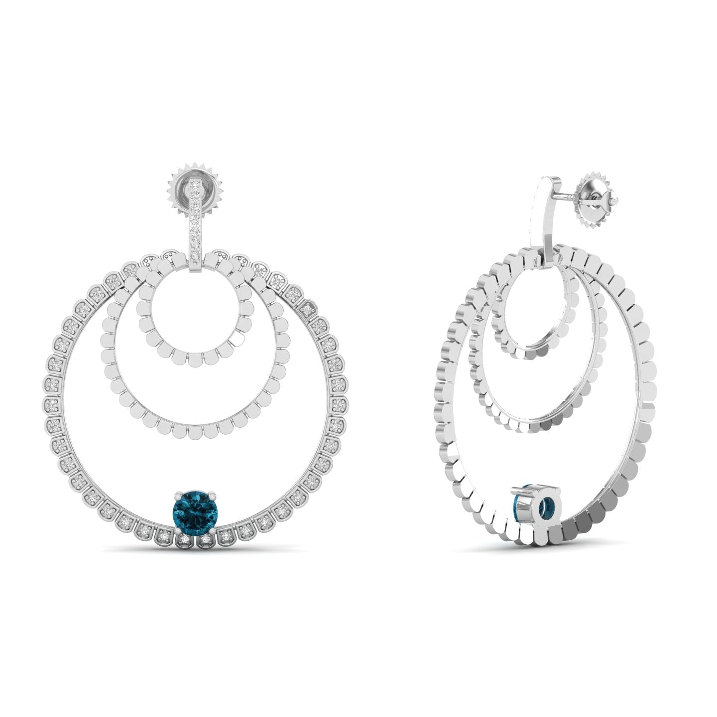 Maurya Circles Dangle Earrings with Ruby and Diamonds