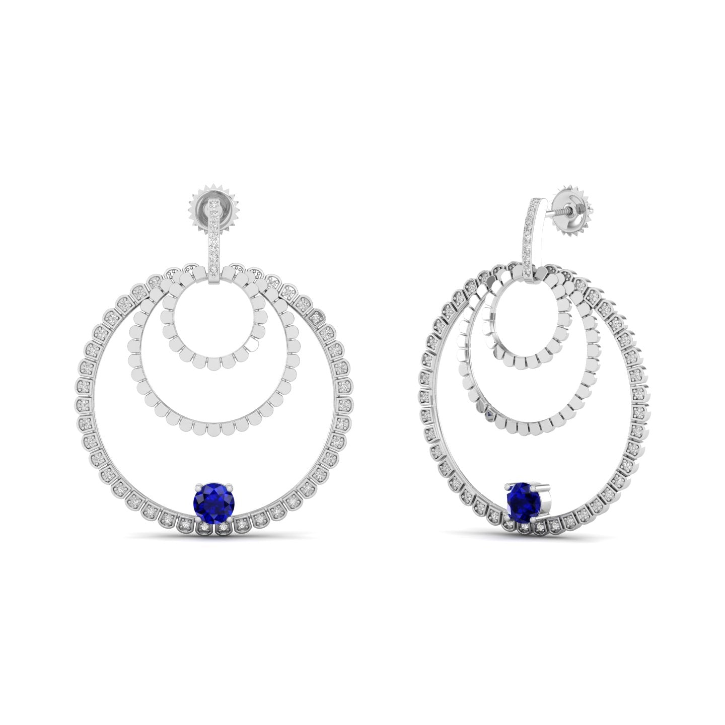 Maurya Circles Dangle Earrings with Ruby and Diamonds