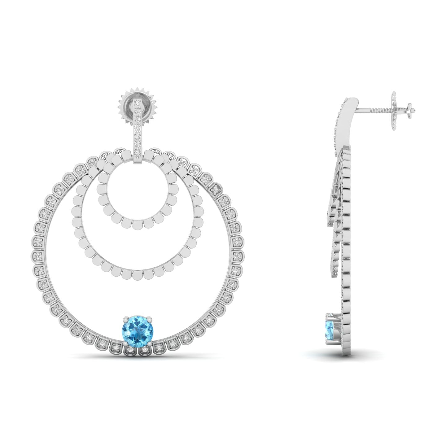 Maurya Circles Dangle Earrings with Ruby and Diamonds
