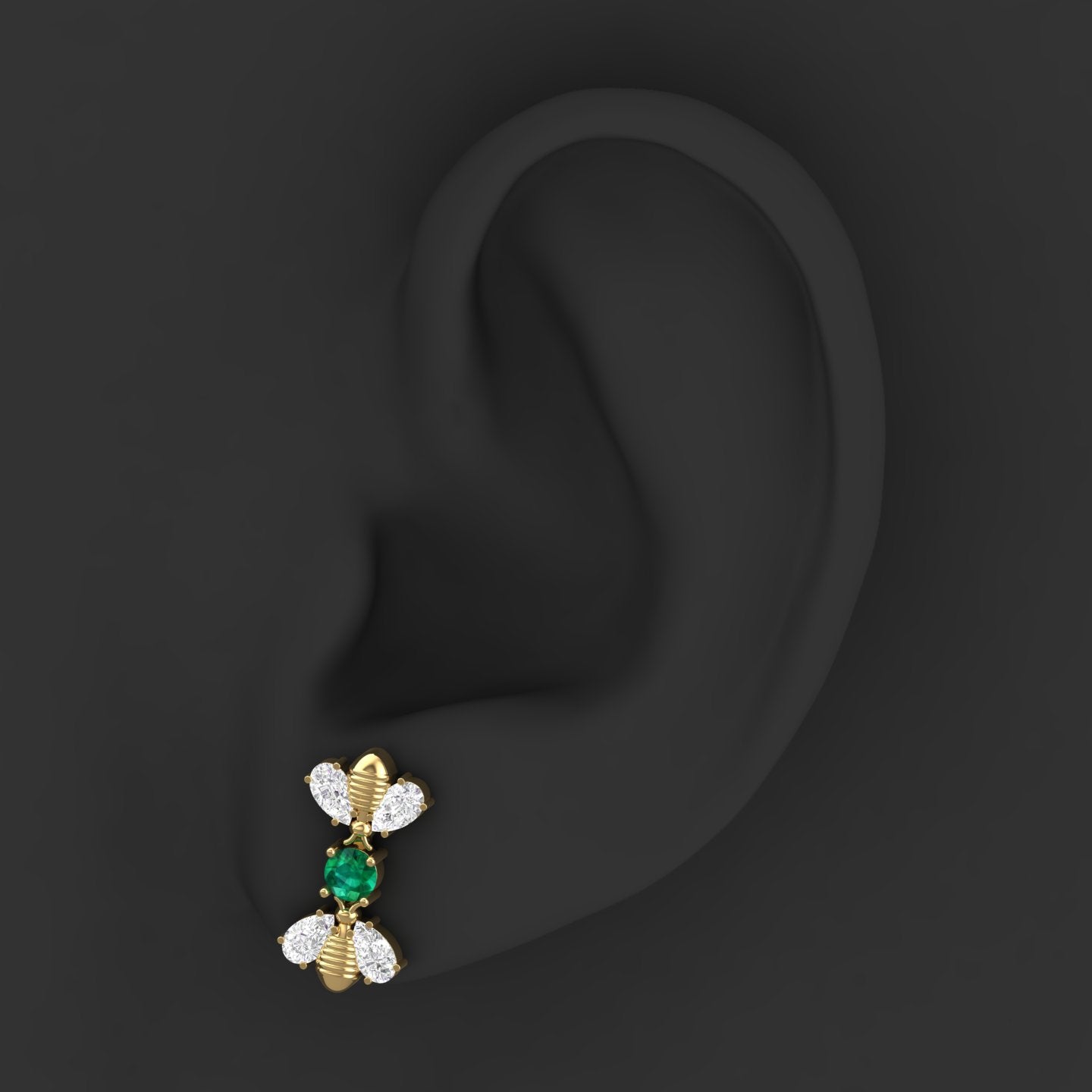 Maurya Honey Bee Push Back Earrings with Topaz and Diamonds