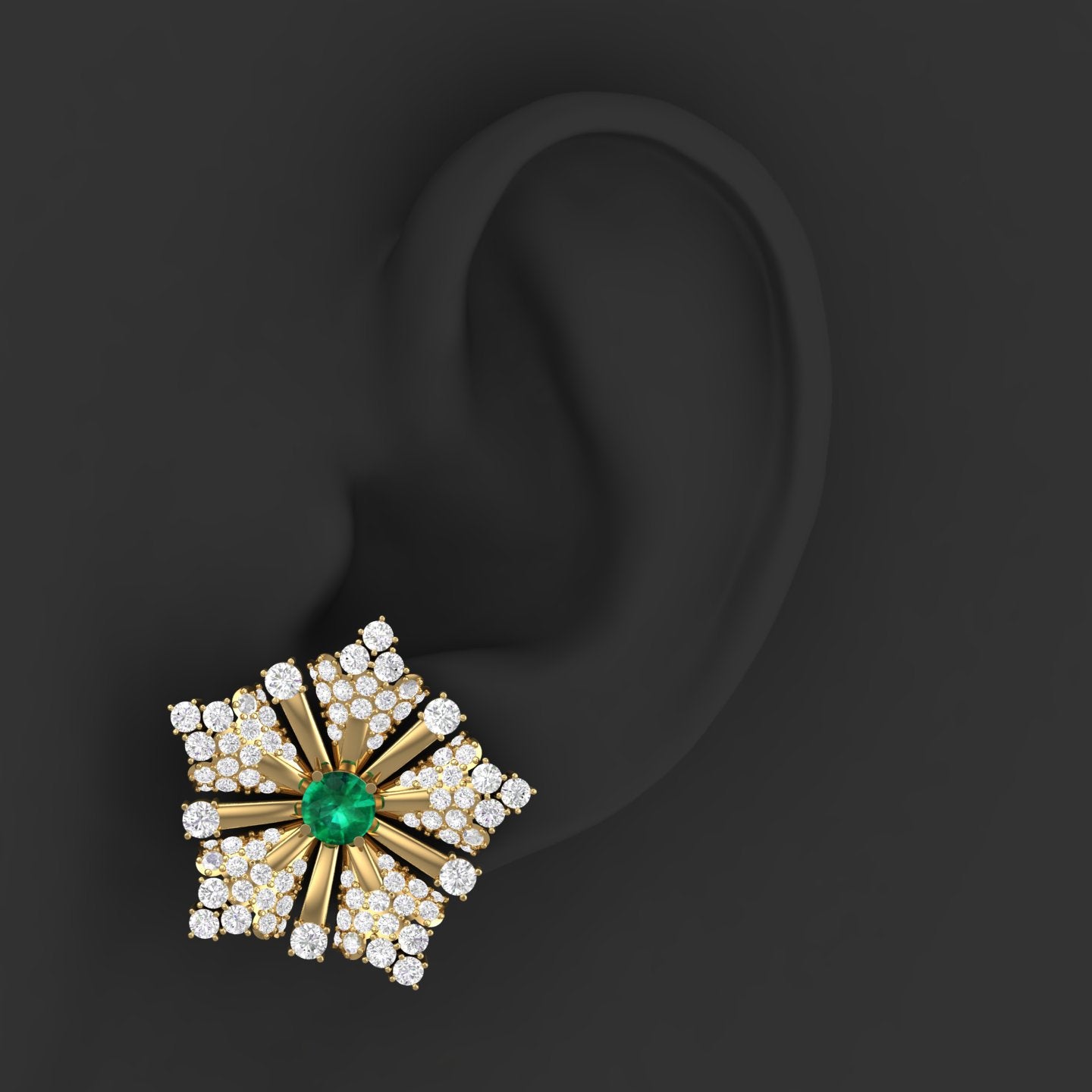 Maurya Nivis Push Back Earrings with Blue Sapphire and Diamonds