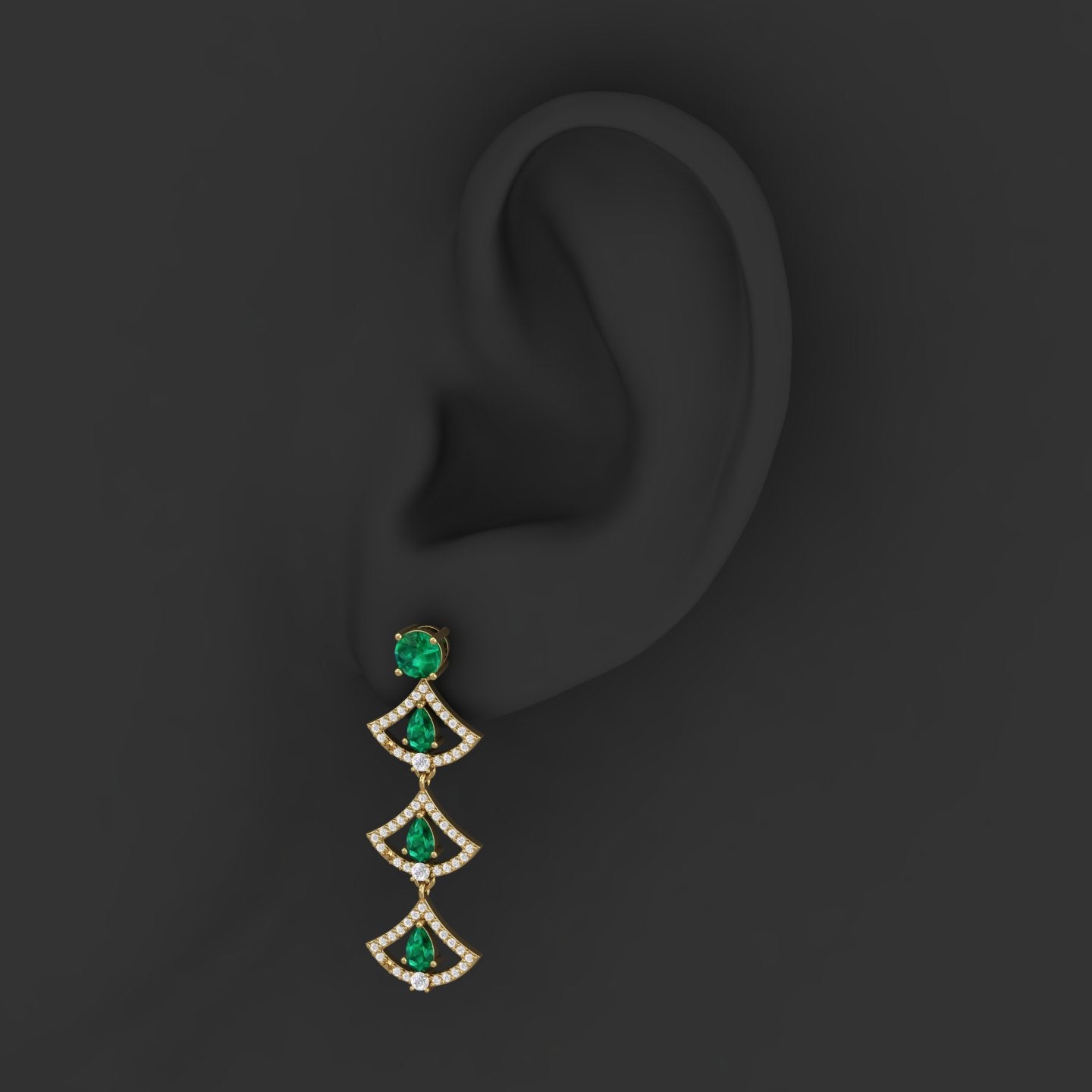 Maurya Graduating Ruby Horus Earrings with Diamonds