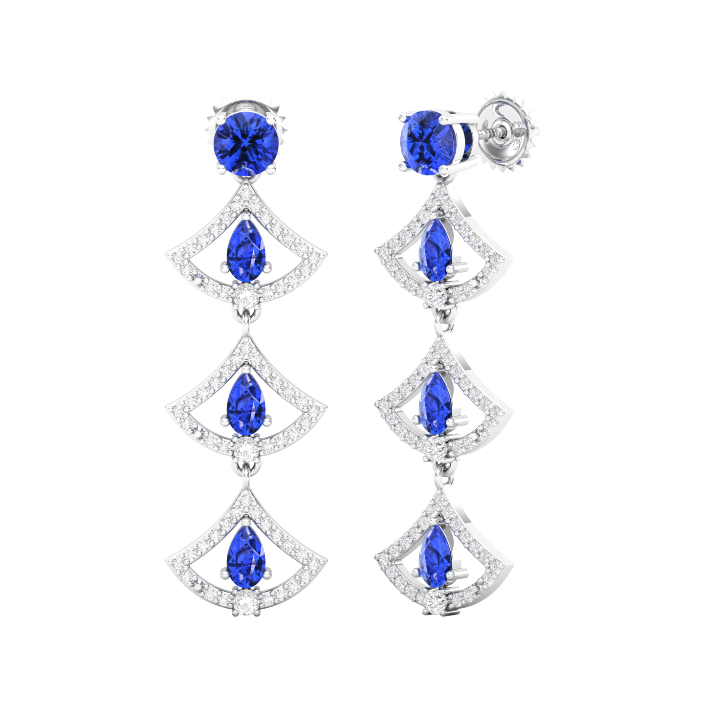 Maurya Graduating Ruby Horus Earrings with Diamonds