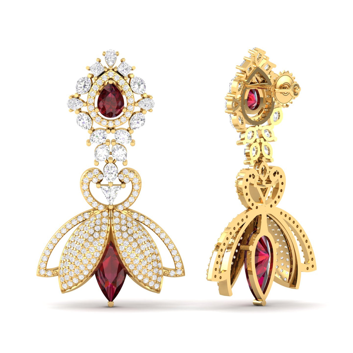 Maurya Herrlich Pink Amethyst Dangle Earrings with Pave Set Diamonds