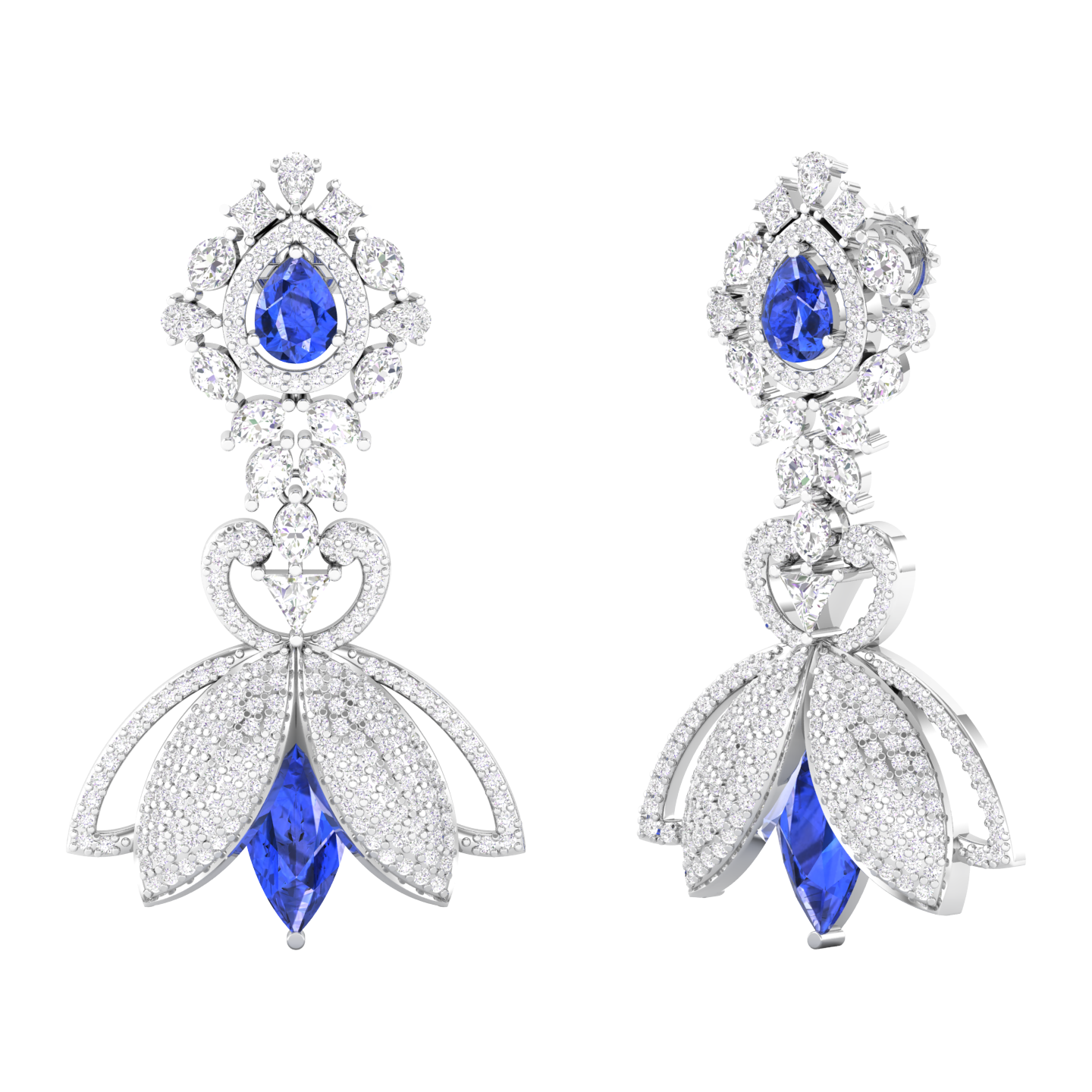 Maurya Herrlich Pink Amethyst Dangle Earrings with Pave Set Diamonds
