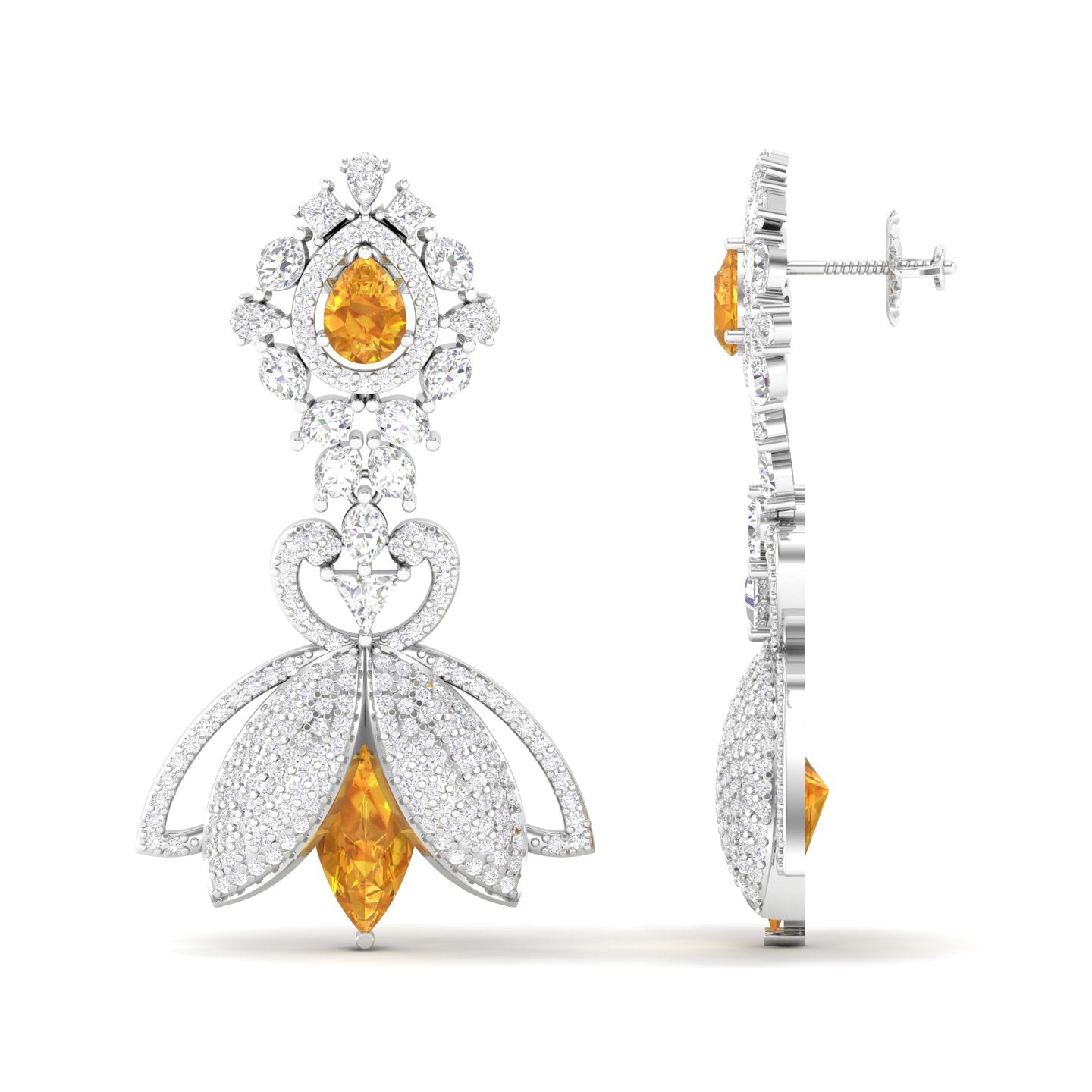 Maurya Herrlich Pink Amethyst Dangle Earrings with Pave Set Diamonds