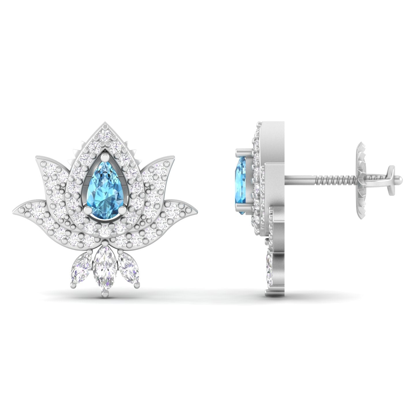 Maurya Scantling Pink Amethyst Stud Earrings with Pave Set Diamonds