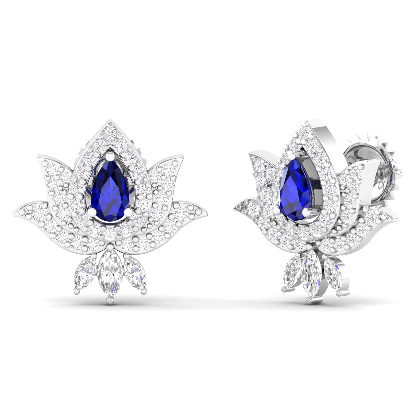 Maurya Scantling Pink Amethyst Stud Earrings with Pave Set Diamonds