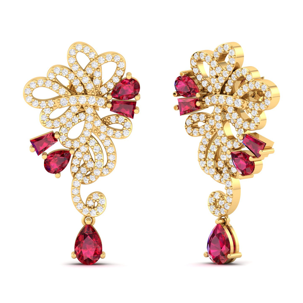 Maurya Mantle Blue Sapphire Drop Earrings with Diamonds