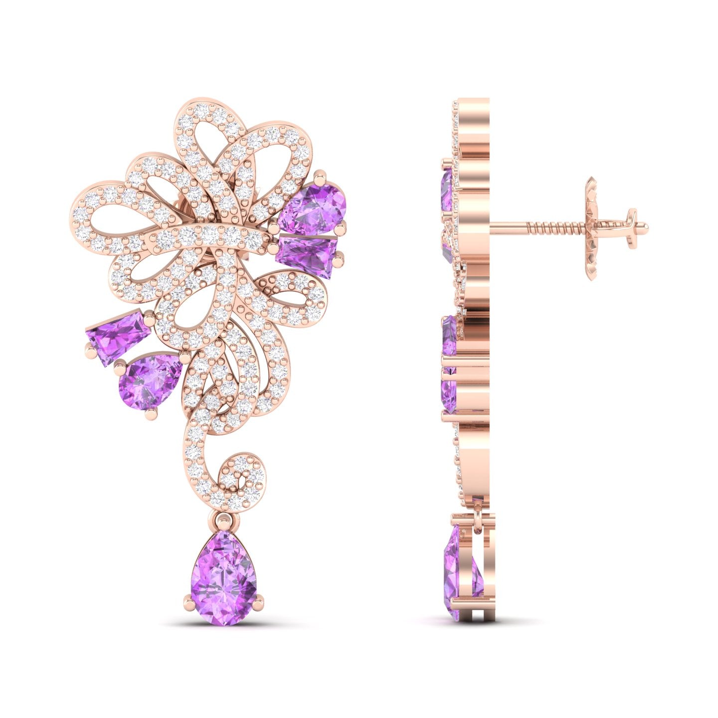 Maurya Mantle Blue Sapphire Drop Earrings with Diamonds