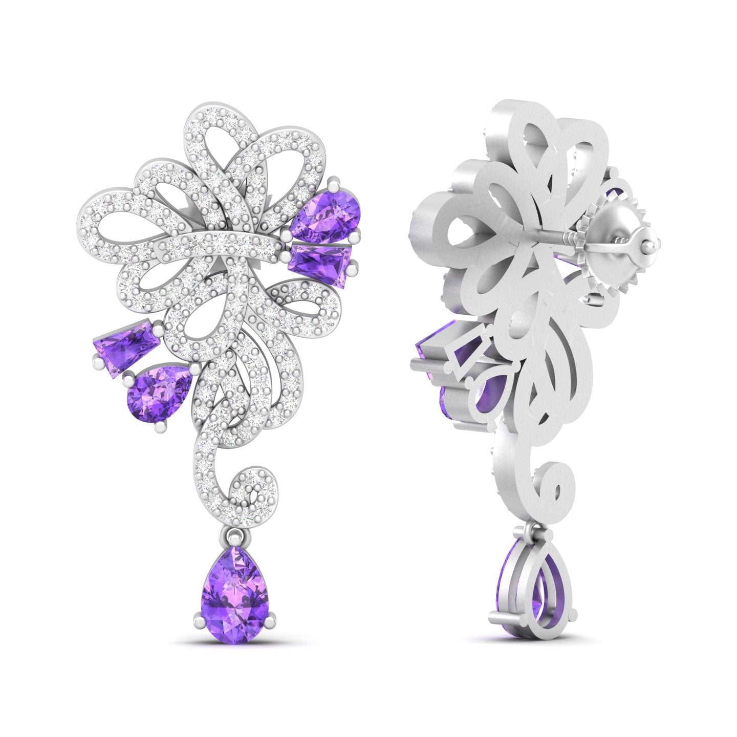 Maurya Mantle Blue Sapphire Drop Earrings with Diamonds