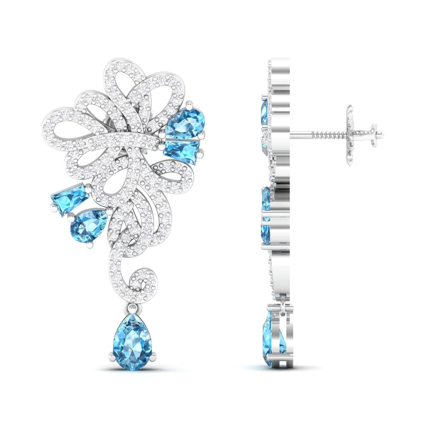 Maurya Mantle Blue Sapphire Drop Earrings with Diamonds