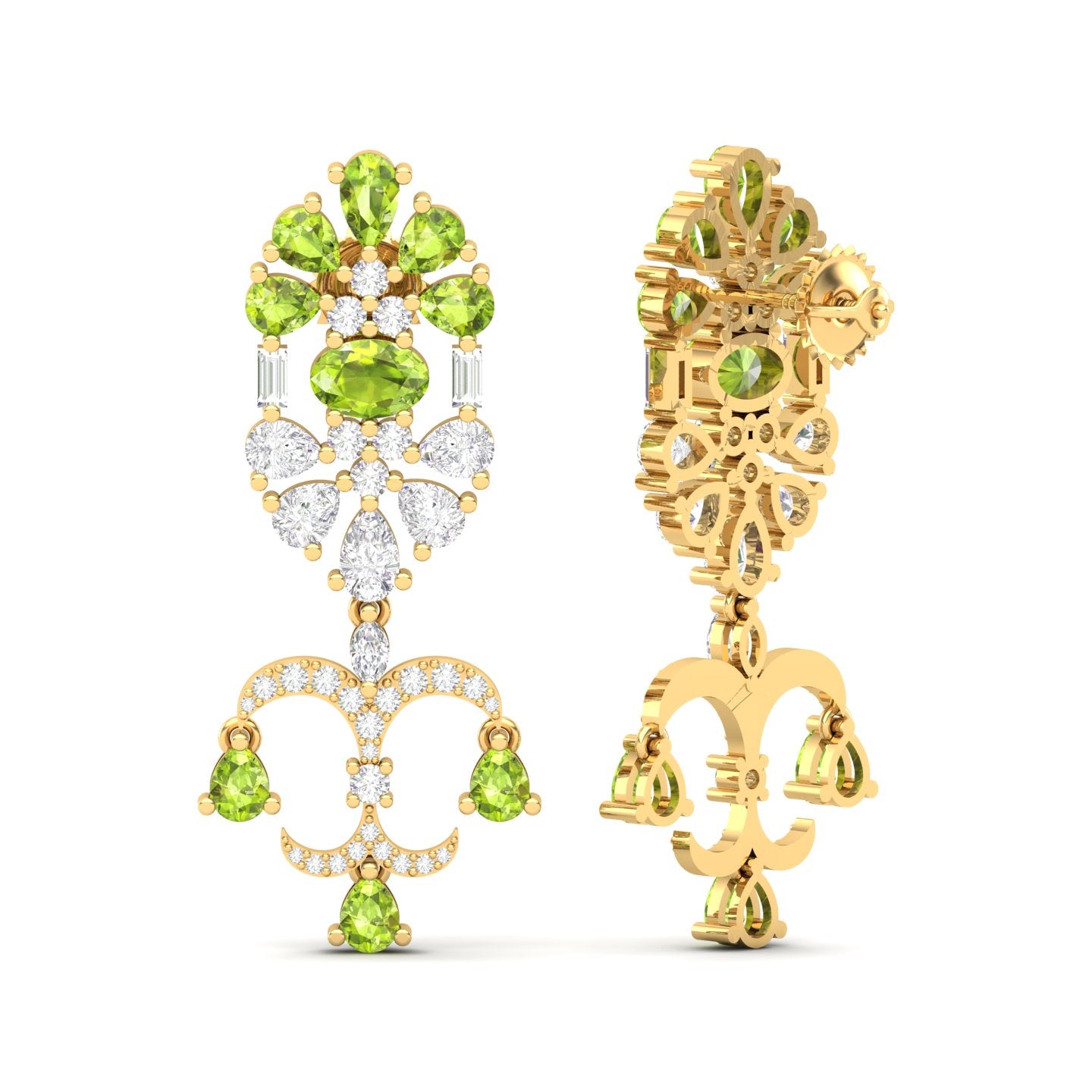Maurya Uptown Emerald Drop Earrings with Diamonds