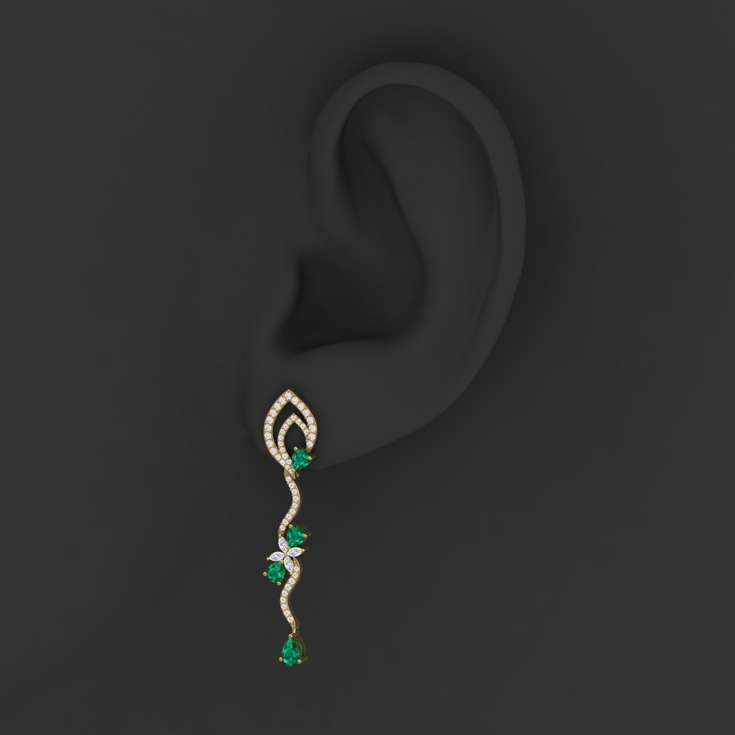 Maurya Ivy Drop Earrings with Citrine and Diamonds