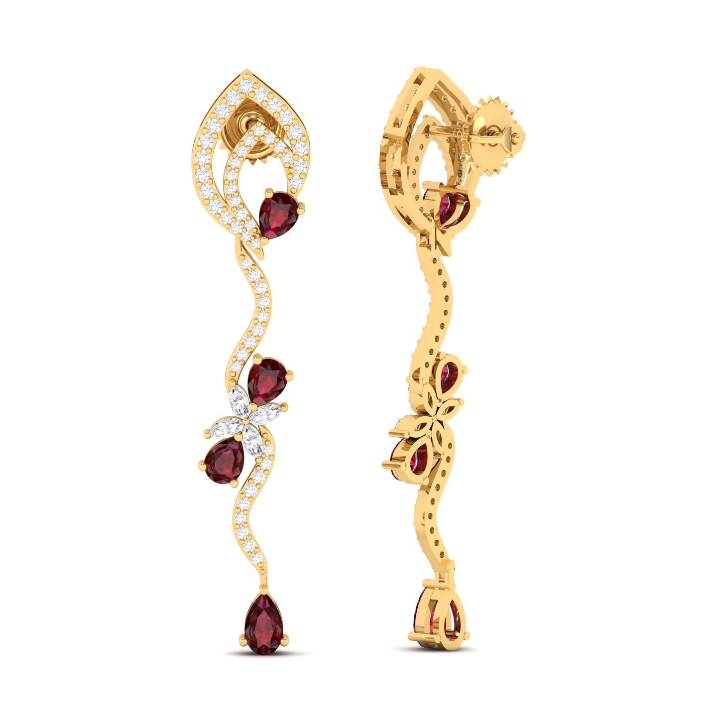 Maurya Ivy Drop Earrings with Citrine and Diamonds