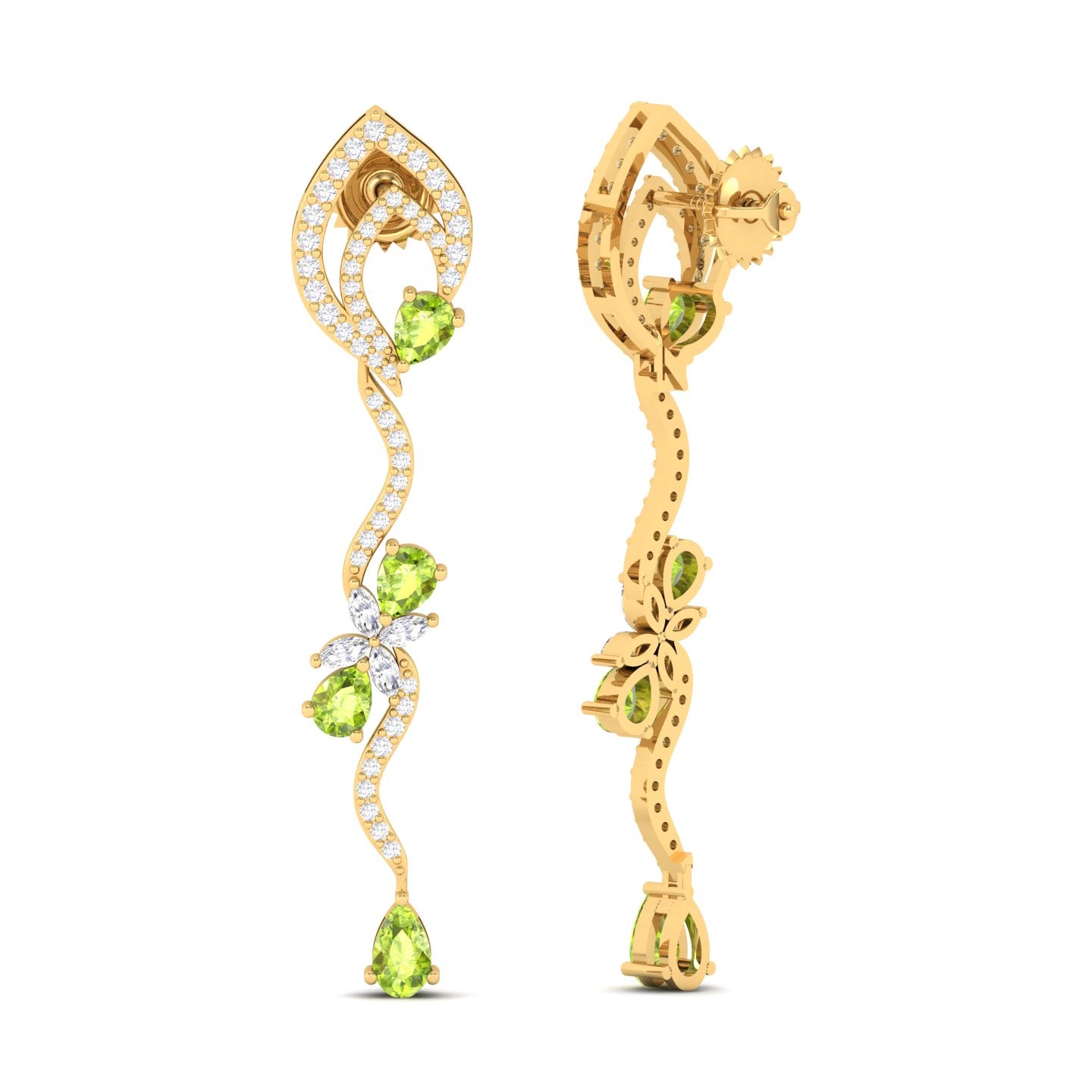 Maurya Ivy Drop Earrings with Citrine and Diamonds