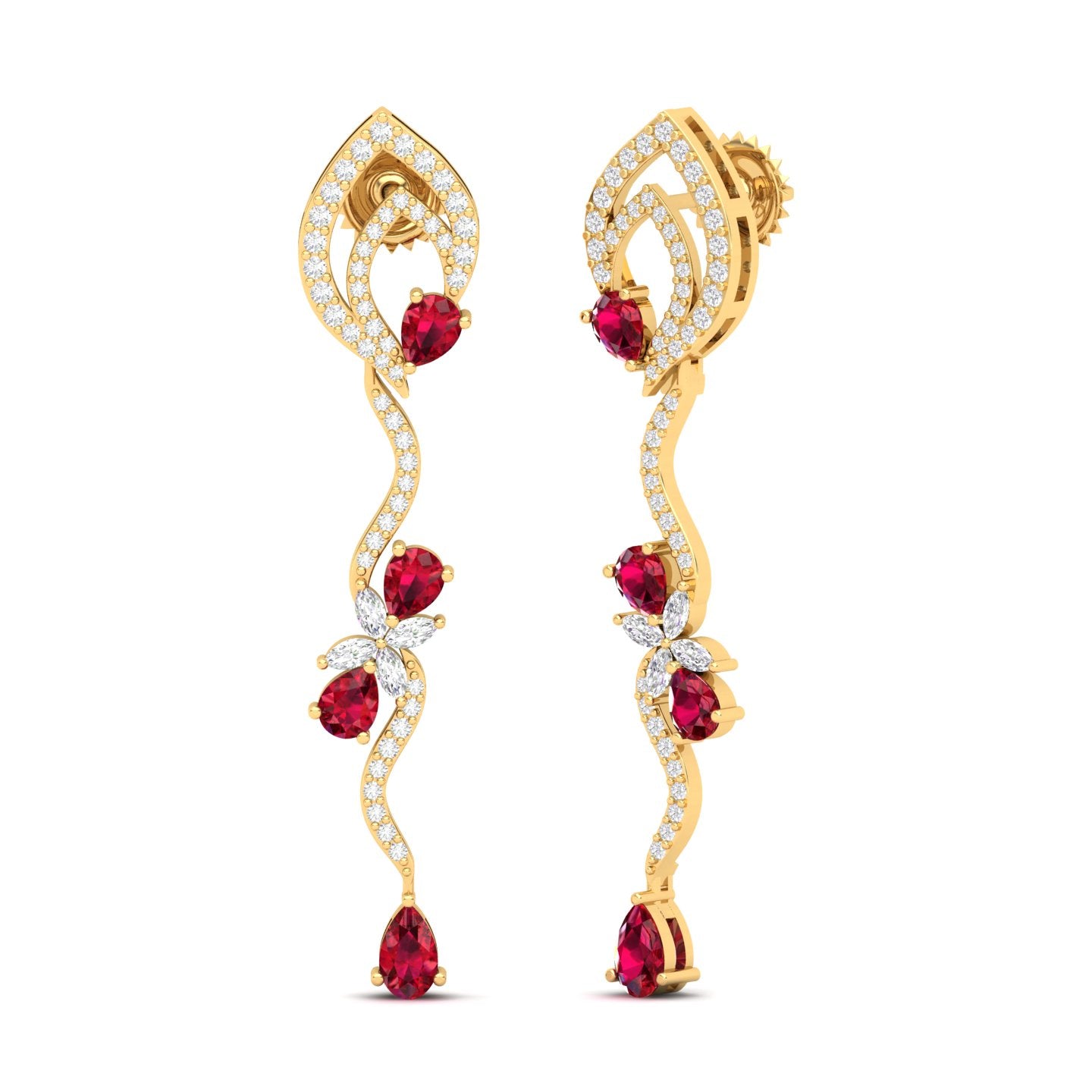 Maurya Ivy Drop Earrings with Citrine and Diamonds