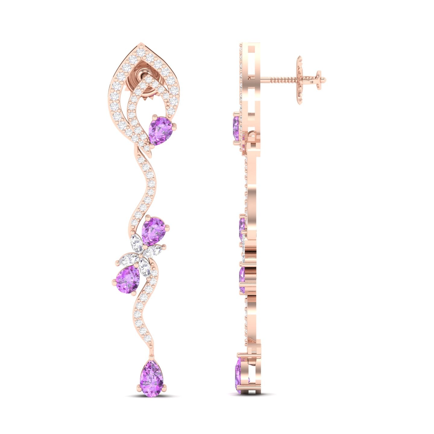 Maurya Ivy Drop Earrings with Citrine and Diamonds