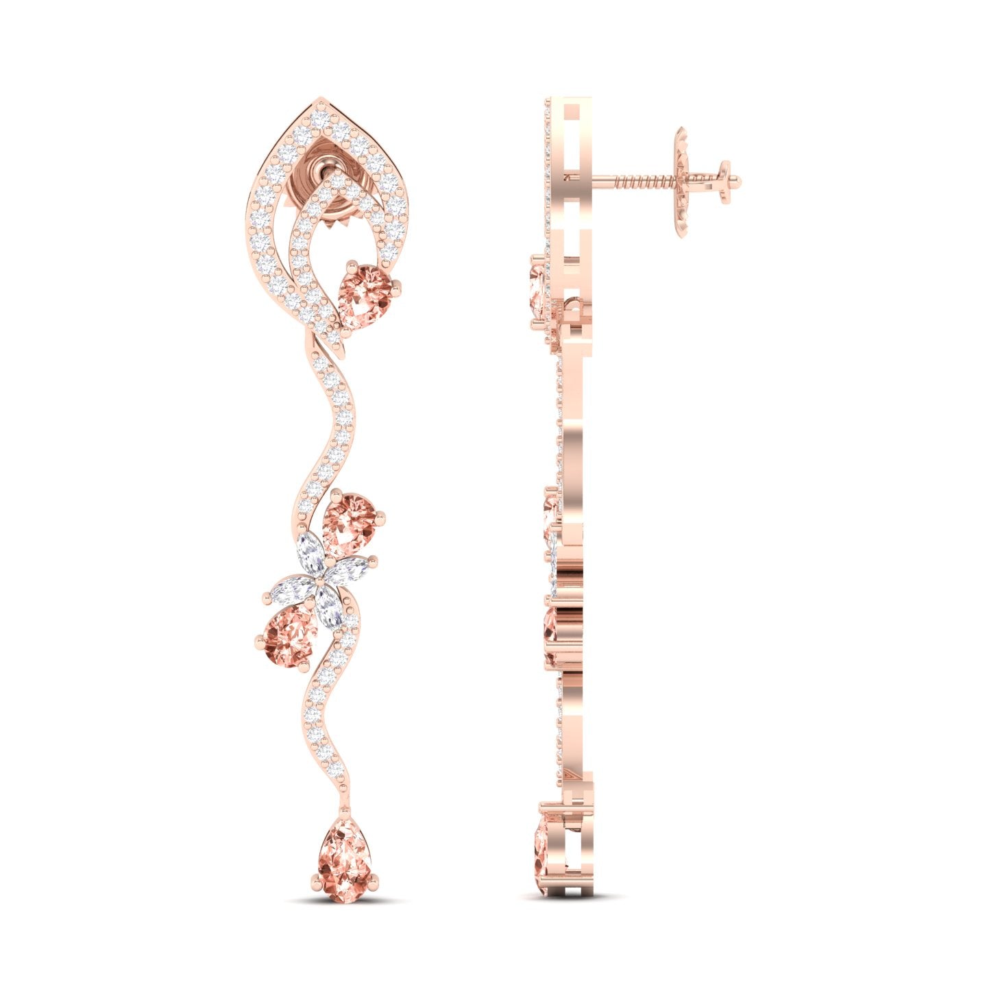 Maurya Ivy Drop Earrings with Citrine and Diamonds