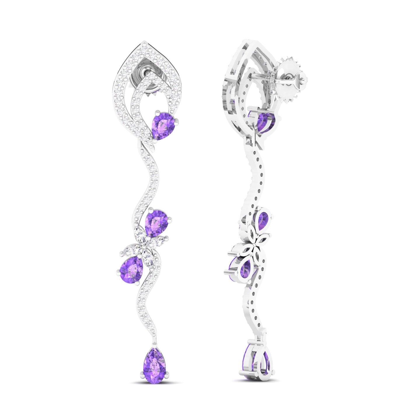 Maurya Ivy Drop Earrings with Citrine and Diamonds