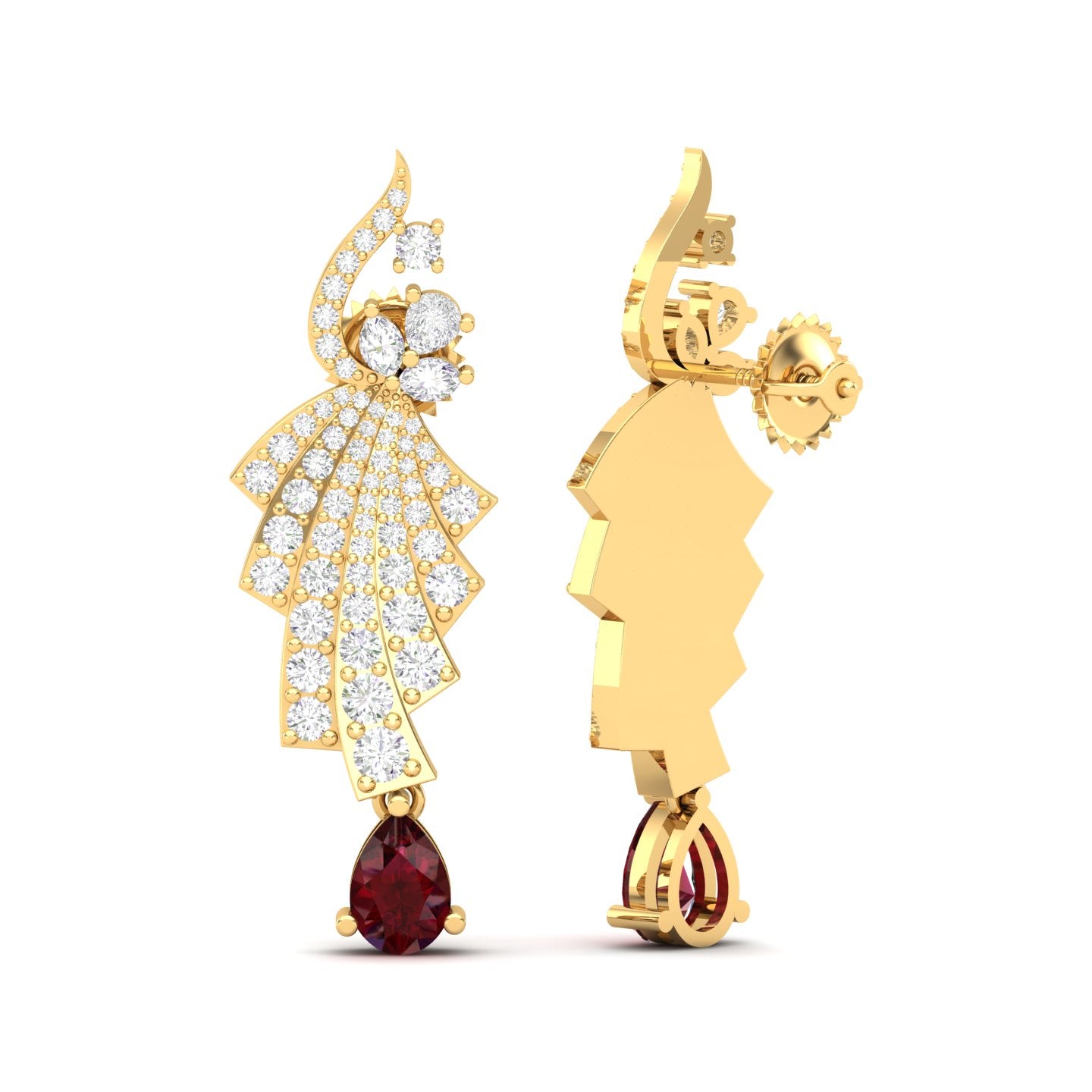 Maurya Leap Drop Earrings with Emerald and Diamonds