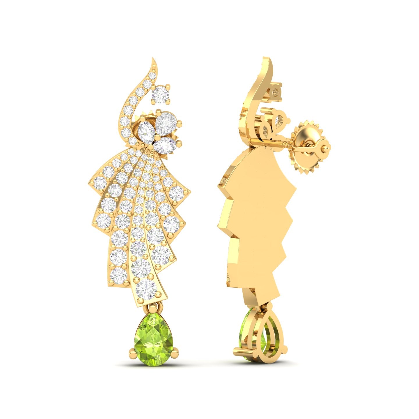 Maurya Leap Drop Earrings with Emerald and Diamonds