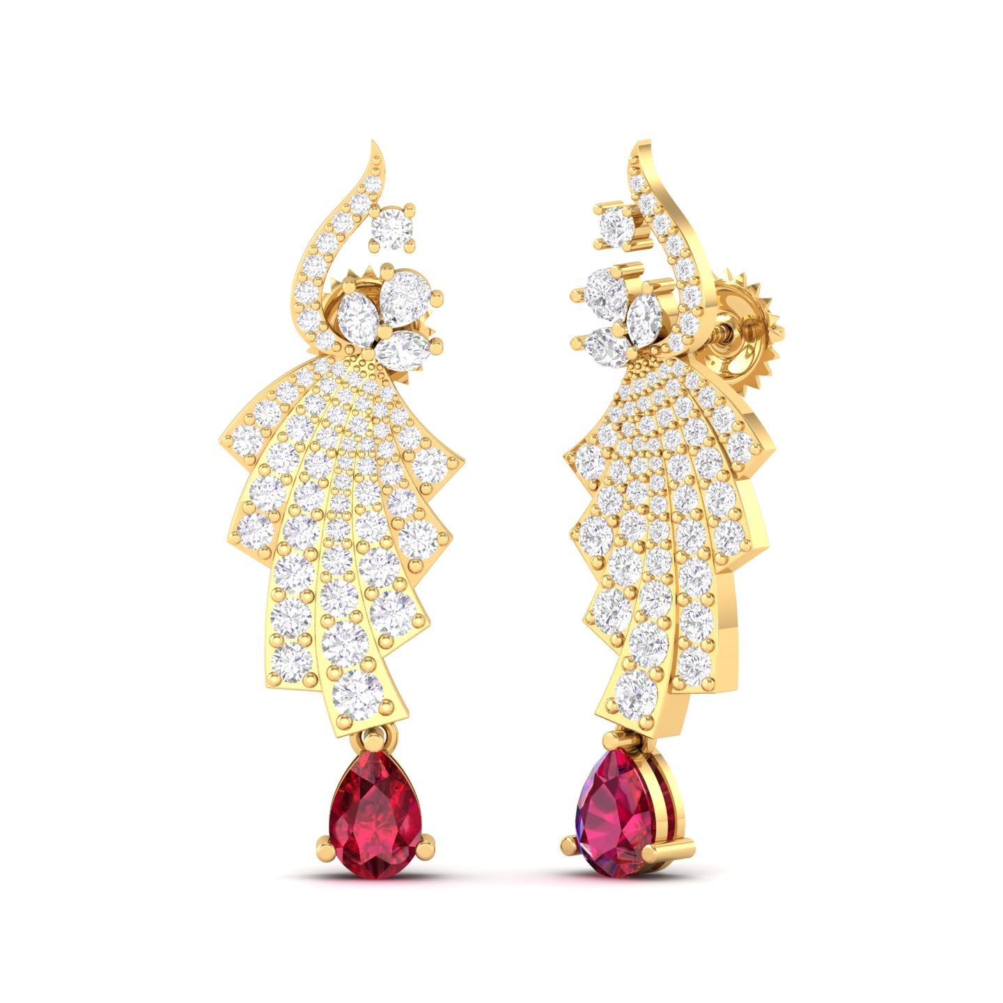 Maurya Leap Drop Earrings with Emerald and Diamonds