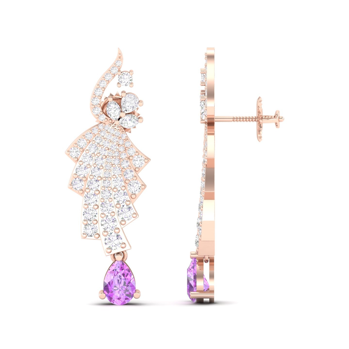 Maurya Leap Drop Earrings with Emerald and Diamonds